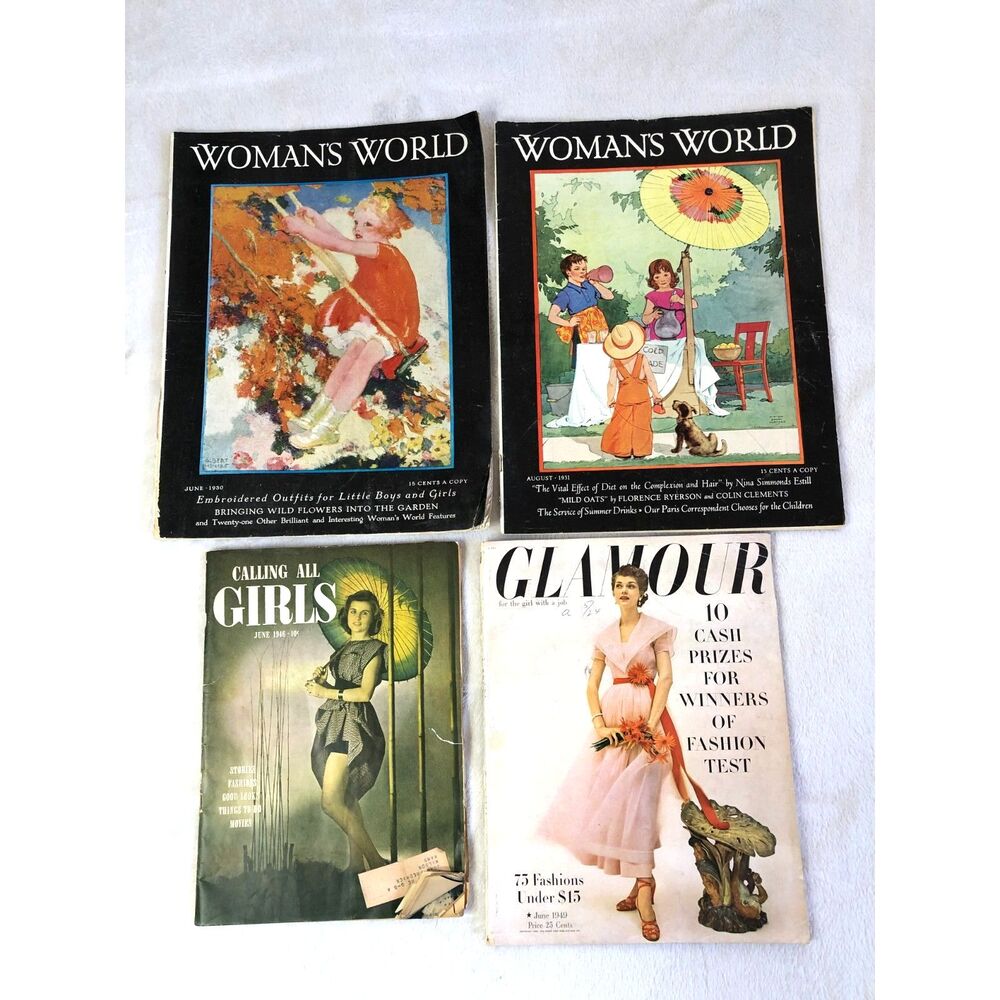 Vintage 1930s Magazine Glamour Calling All Girls Woman World Lot 4pcs Latona Art